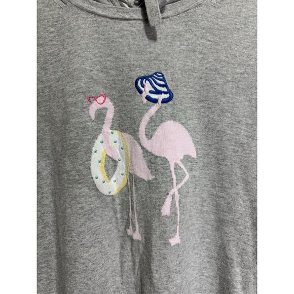 TALBOTS Gray Pullover Sweater Flamingo Novelty Soft Casual Minimalist Cute LARGE - Picture 8 of 9